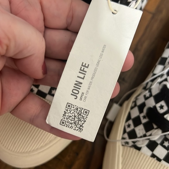 Zara Sneakers Stars Checkered Black and ivory high size 38 or 7 to 7.5 nwt - Picture 13 of 16